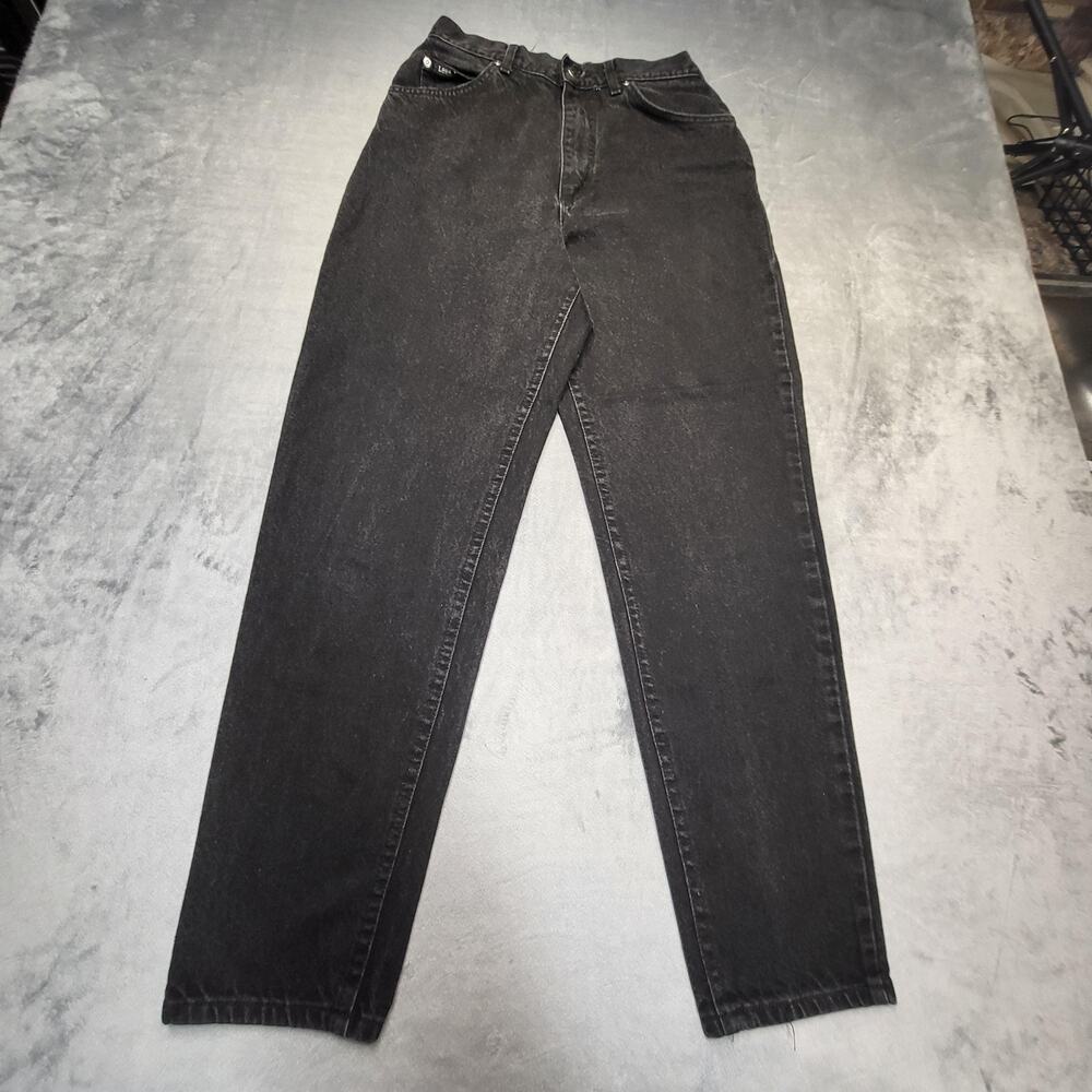 Vintage Lee Jeans Womens 10 Black High Rise Tapered 100% Cotton Made‎ in USA